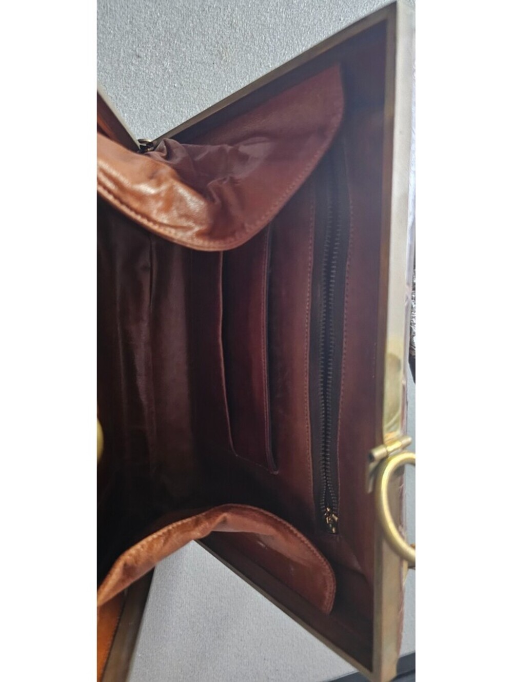 VINTAGE DEITSCH GENUINE CROCODILE/ALLIGATOR  PURSE BROWN MID CENTURY - Picture 6 of 11